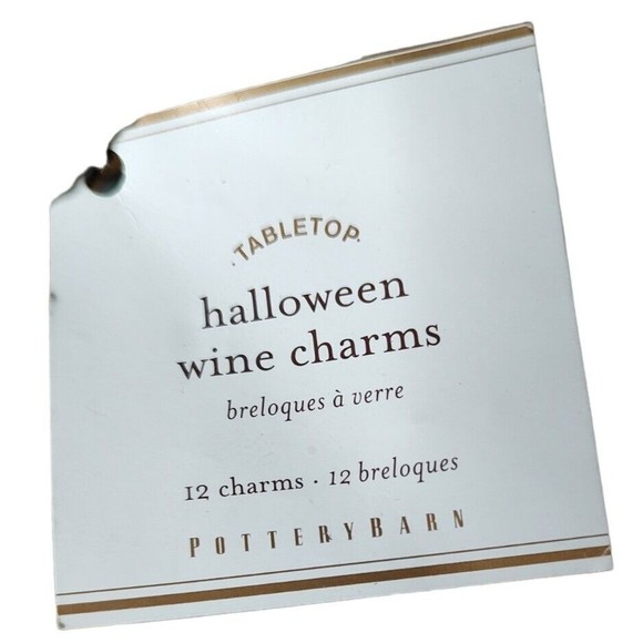 Pottery Barn Halloween Goth Wine Charms Set Of 12 Silver Metal Tombstones Gothic - Picture 3 of 9